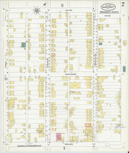 Sanborn Fire Insurance Map from Vandergrift, Westmoreland County, Pennsylvania (1909), Sheet #0007 - Historic Sanborn Fire Insurance Map Print, vintage old map wall art, antique decor, genealogy gift, Pennsylvania Pennsylvania map