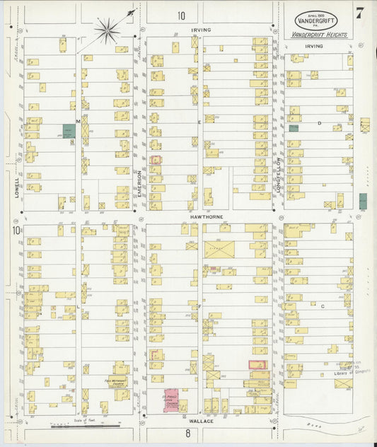 Sanborn Fire Insurance Map from Vandergrift, Westmoreland County, Pennsylvania (1909), Sheet #0007 - Historic Sanborn Fire Insurance Map Print, vintage old map wall art, antique decor, genealogy gift, Pennsylvania Pennsylvania map