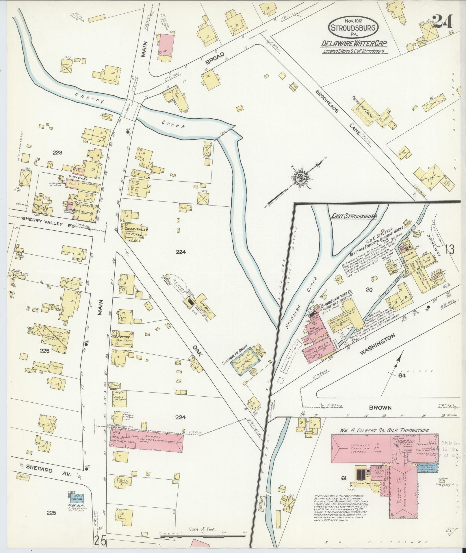Sanborn Fire Insurance Map from Stroudsburg, Monroe County, Pennsylvania (1912), Sheet #0024 - Complete Map Set gallery image, historic Sanborn map, vintage wall art, Pennsylvania Pennsylvania