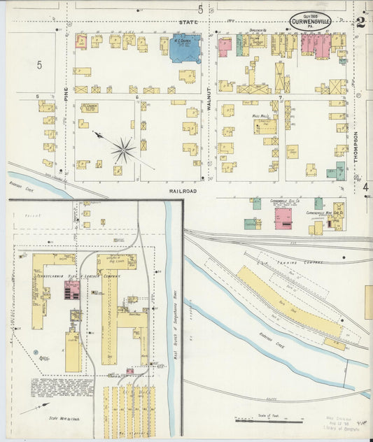 Sanborn Fire Insurance Map from Curwensville, Clearfield County, Pennsylvania (1905), Sheet #0002 - Historic Sanborn Fire Insurance Map Print, vintage old map wall art, antique decor, genealogy gift, Pennsylvania Pennsylvania map