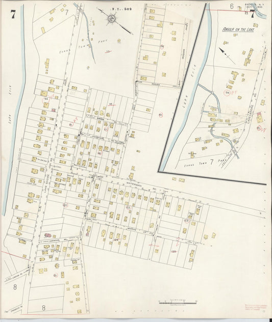 Sanborn Fire Insurance Map from Angola, Erie County, New York (1944), Sheet #0007 - Historic Sanborn Fire Insurance Map Print, vintage old map wall art, antique decor, genealogy gift, New York New York map