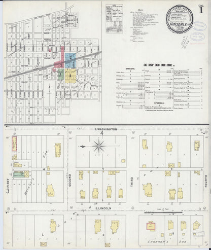Sanborn Fire Insurance Map from Hinsdale, Du Page And Cook Counties, Illinois (1898), Sheet #0001 - Complete Map Set gallery image, historic Sanborn map, vintage wall art, Illinois Illinois