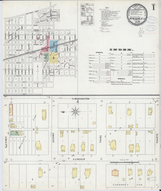 Sanborn Fire Insurance Map from Hinsdale, Du Page And Cook Counties, Illinois (1898), Sheet #0001 - Complete Map Set gallery image, historic Sanborn map, vintage wall art, Illinois Illinois
