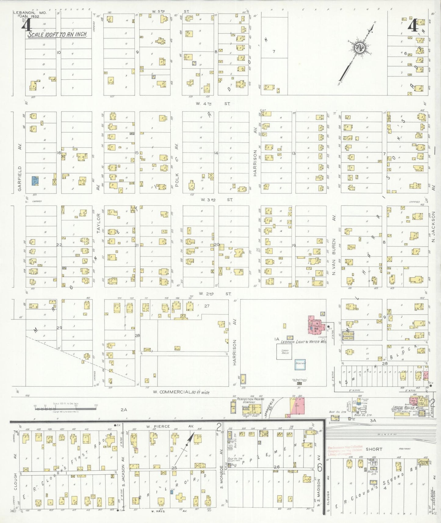 Sanborn Fire Insurance Map from Lebanon, Laclede County, Missouri (1932), Sheet #0004 - Complete Map Set gallery image, historic Sanborn map, vintage wall art, Missouri Missouri