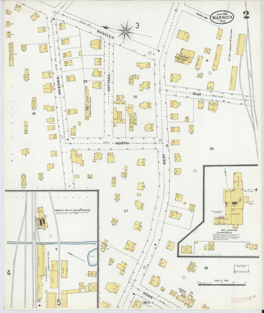 Sanborn Fire Insurance Map from Warwick, Orange County, New York (1905), Sheet #0002 - Historic Sanborn Fire Insurance Map Print, vintage old map wall art, antique decor, genealogy gift, New York New York map