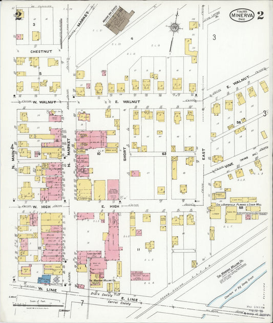 Sanborn Fire Insurance Map from Minerva, Stark And Carroll Counties, Ohio (1925), Sheet #0002 - Historic Sanborn Fire Insurance Map Print, vintage old map wall art, antique decor, genealogy gift, Ohio Ohio map