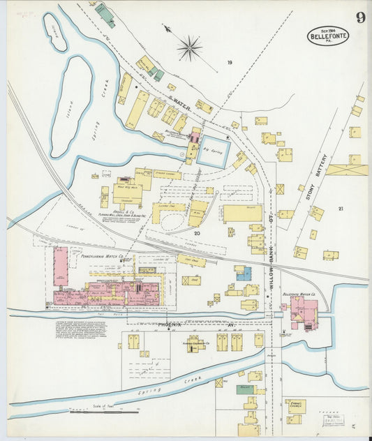 Sanborn Fire Insurance Map from Bellefonte, Centre County, Pennsylvania (1904), Sheet #0009 - Historic Sanborn Fire Insurance Map Print, vintage old map wall art, antique decor, genealogy gift, Pennsylvania Pennsylvania map