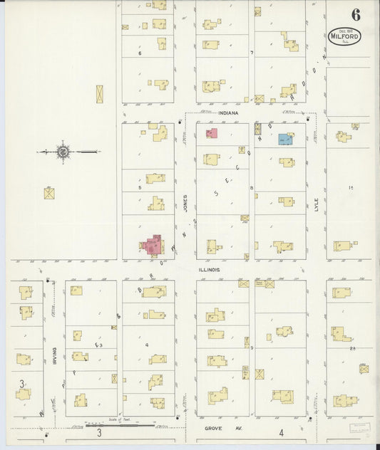 Sanborn Fire Insurance Map from Milford, Iroquois County, Illinois (1912), Sheet #0006 - Historic Sanborn Fire Insurance Map Print, vintage old map wall art, antique decor, genealogy gift, Illinois Illinois map