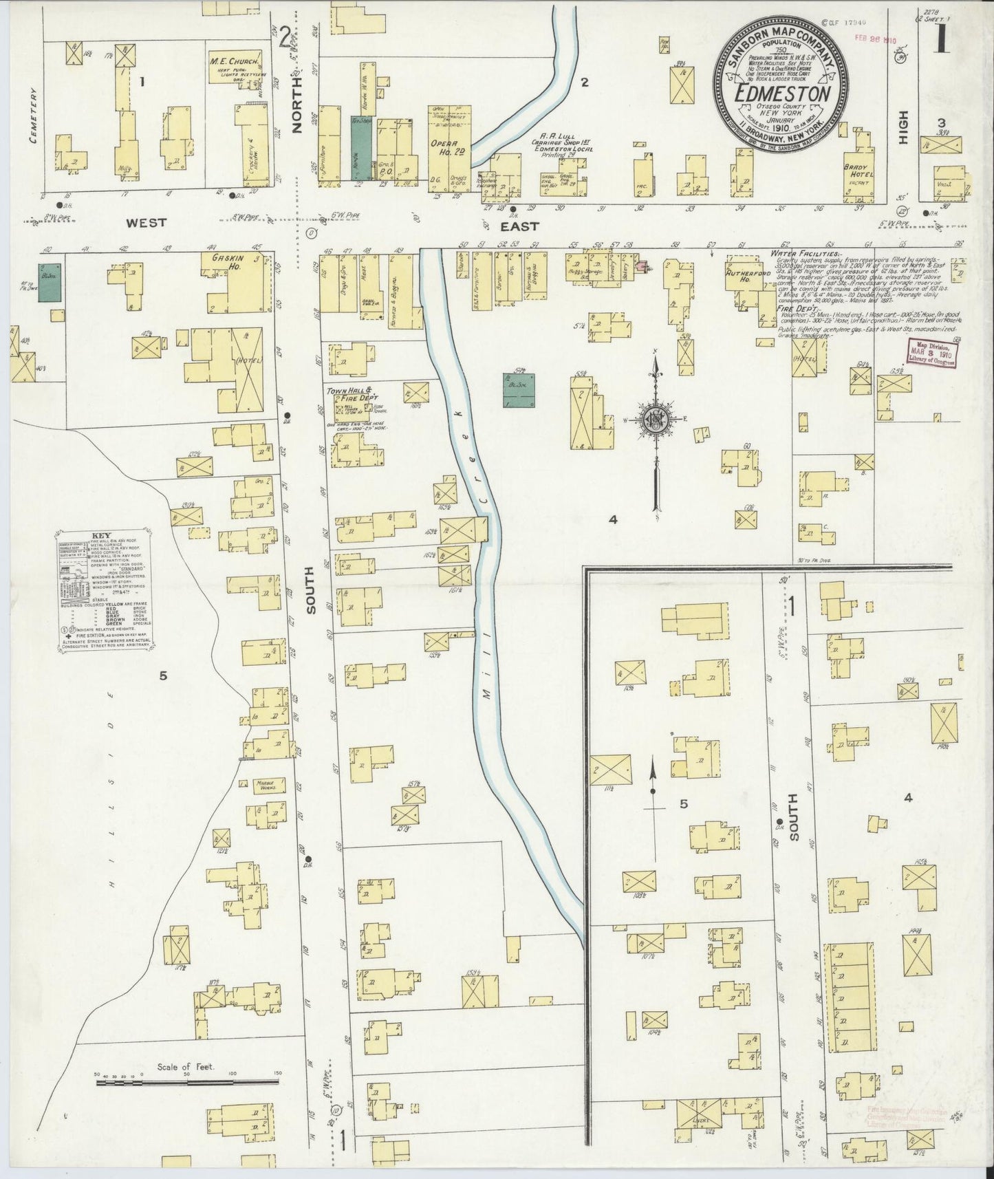 Sanborn Fire Insurance Map from Edmeston, Otsego County, New York. (1910) – Historic Sanborn Fire Insurance Map Print