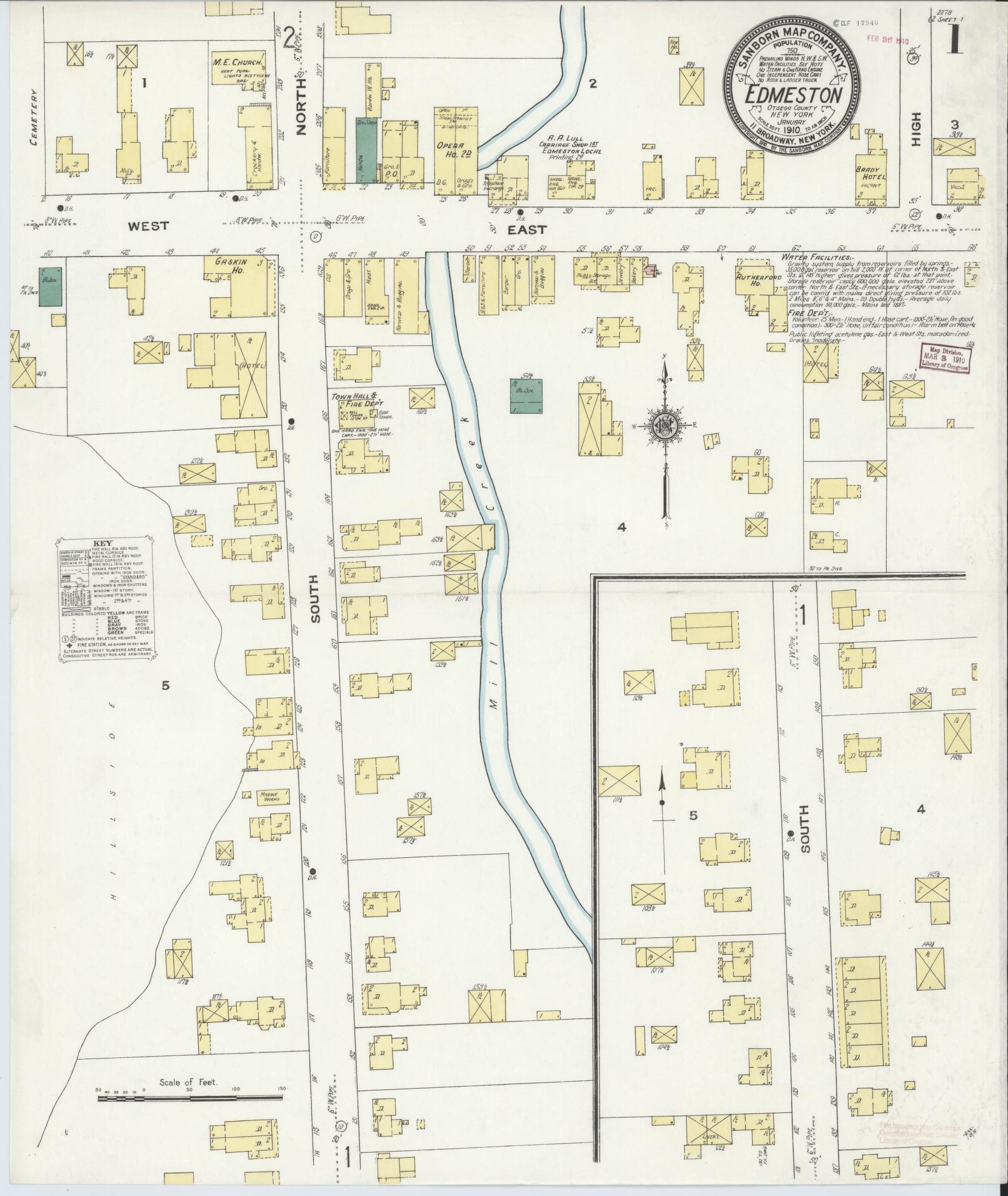Sanborn Fire Insurance Map from Edmeston, Otsego County, New York. (1910) – Historic Sanborn Fire Insurance Map Print
