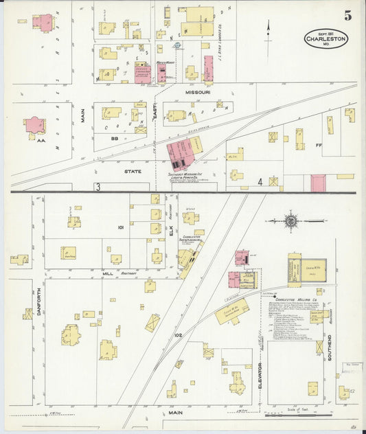 Sanborn Fire Insurance Map from Charleston, Mississippi County, Missouri (1911), Sheet #0005 - Historic Sanborn Fire Insurance Map Print, vintage old map wall art, antique decor, genealogy gift, Charleston Mississippi map