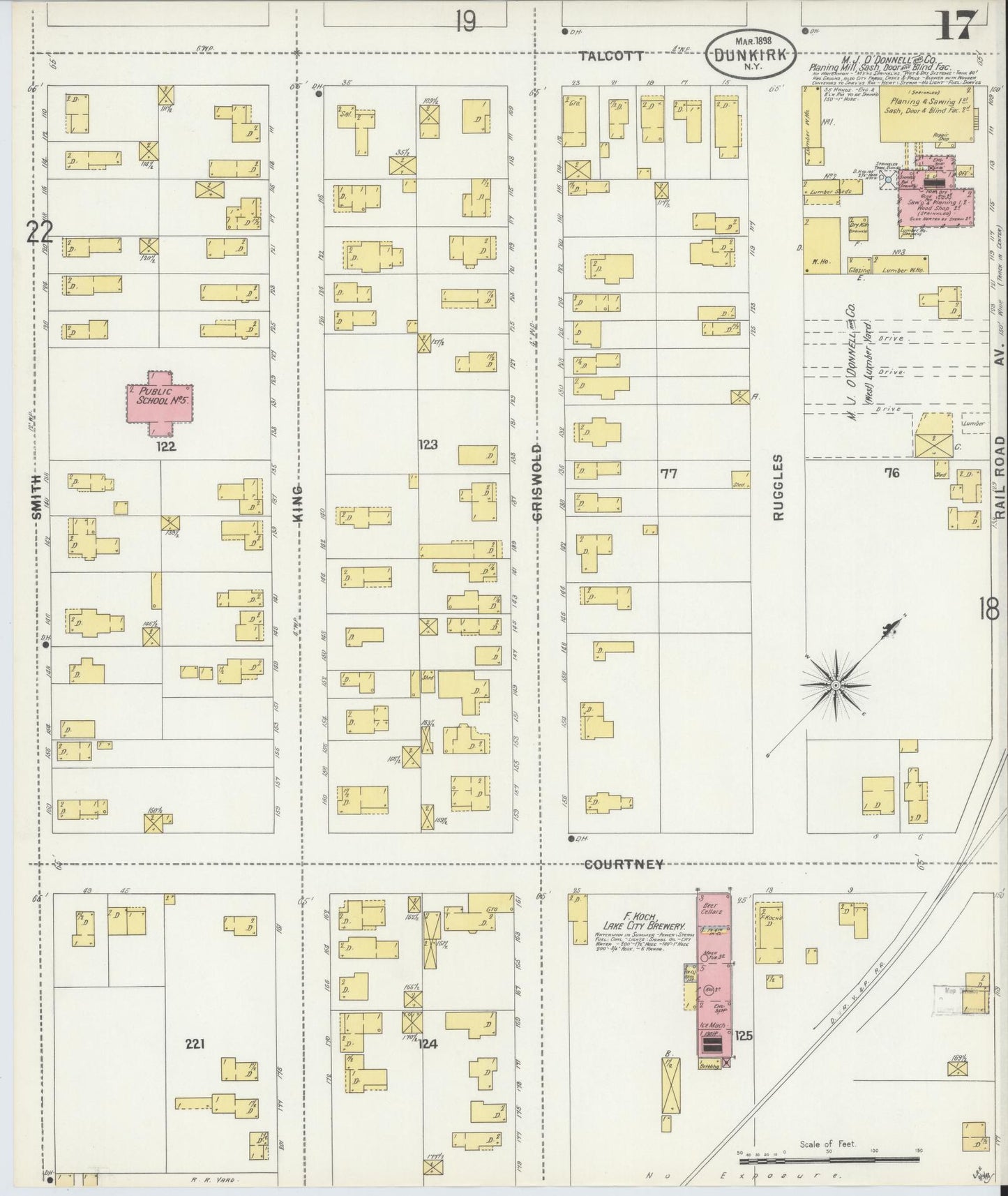 Sanborn Fire Insurance Map from Dunkirk, Chautauqua County, New York (1898), Sheet #0017 - Complete Map Set gallery image, historic Sanborn map, vintage wall art, New York New York