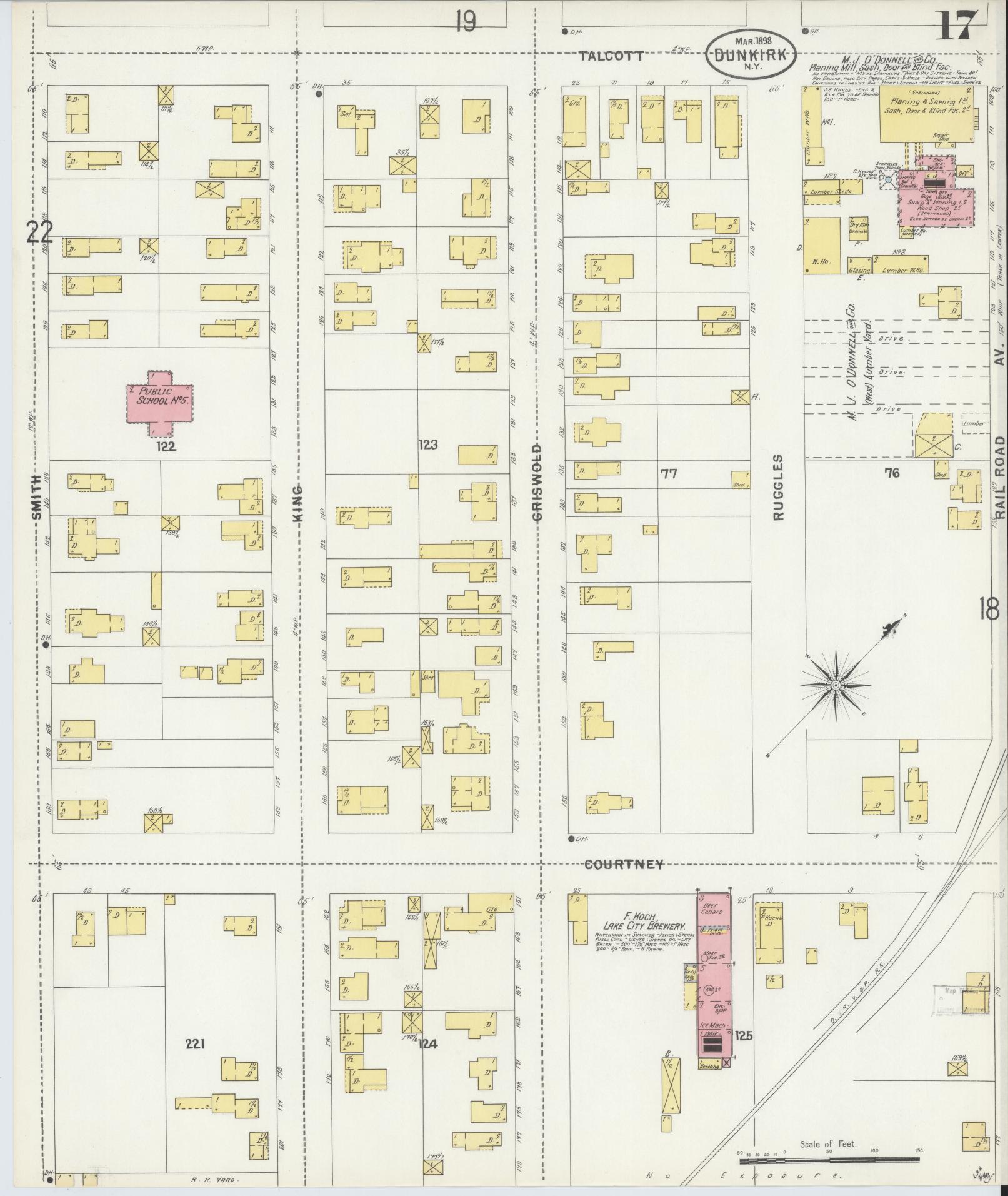 Sanborn Fire Insurance Map from Dunkirk, Chautauqua County, New York (1898), Sheet #0017 - Complete Map Set gallery image, historic Sanborn map, vintage wall art, New York New York
