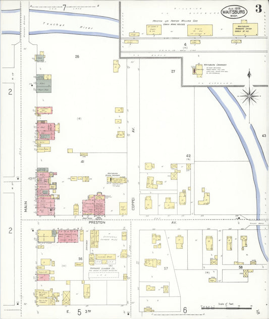 Sanborn Fire Insurance Map from Waitsburg, Walla Walla County, Washington (1909), Sheet #0003 - Historic Sanborn Fire Insurance Map Print, vintage old map wall art, antique decor, genealogy gift, Washington Washington map