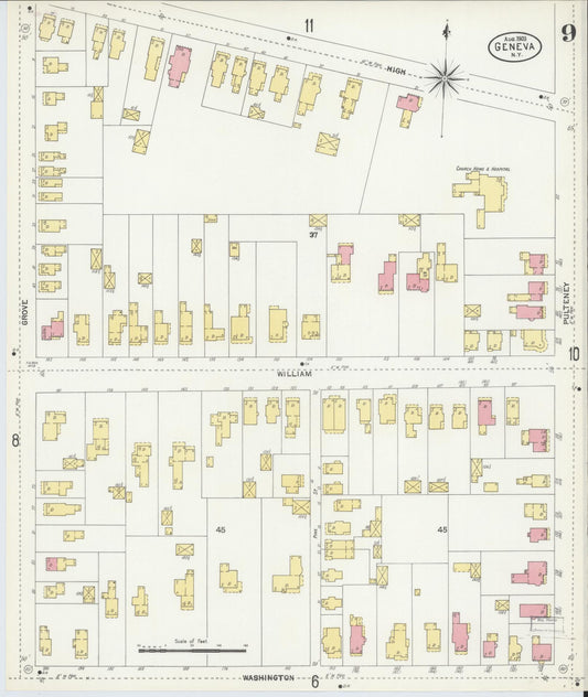 Sanborn Fire Insurance Map from Geneva, Ontario County, New York (1903), Sheet #0009 - Historic Sanborn Fire Insurance Map Print, vintage old map wall art, antique decor, genealogy gift, New York New York map