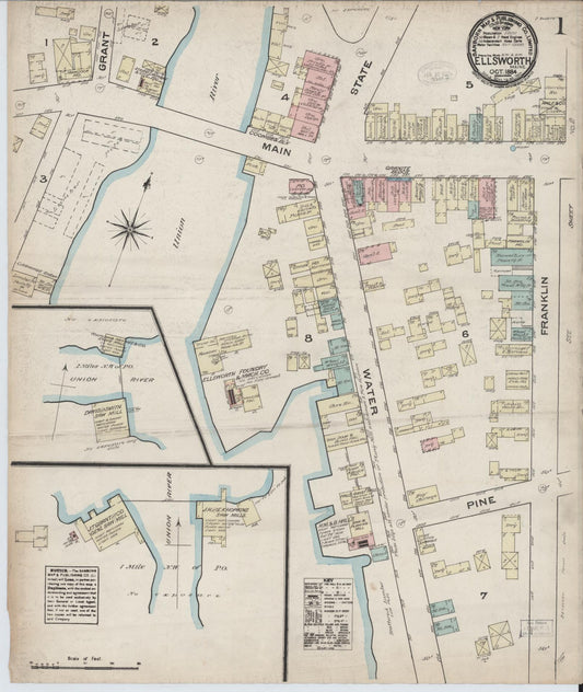 Sanborn Fire Insurance Map from Eastport, Washington County, Maine (1884), Sheet #0001 - Historic Sanborn Fire Insurance Map Print, vintage old map wall art, antique decor, genealogy gift, Maine Maine map