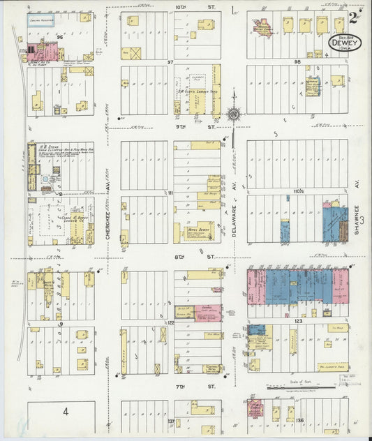 Sanborn Fire Insurance Map from Dewey, Washington County, Oklahoma (1919), Sheet #0002 - Historic Sanborn Fire Insurance Map Print, vintage old map wall art, antique decor, genealogy gift, Oklahoma Oklahoma map