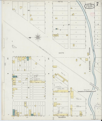 Sanborn Fire Insurance Map from Perry, Noble County, Oklahoma (1894), Sheet #0007 - Complete Map Set gallery image, historic Sanborn map, vintage wall art, Oklahoma Oklahoma