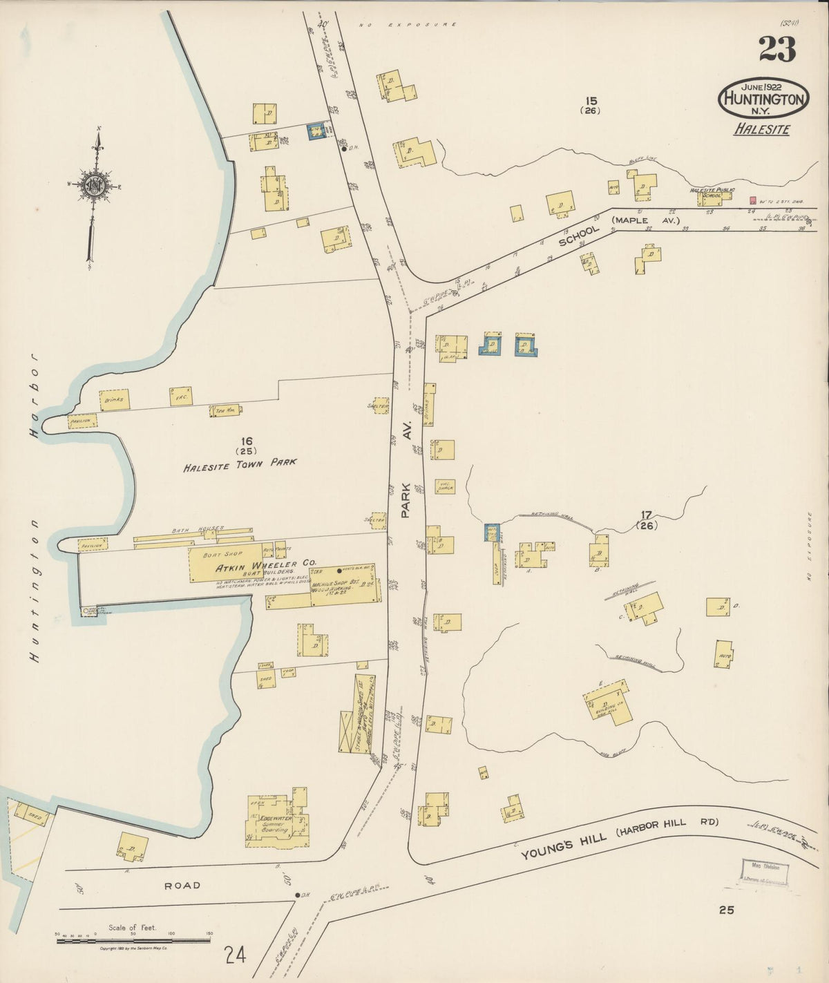 Sanborn Fire Insurance Map from Huntington, Suffolk County, New York (1922), Sheet #0023 - Complete Map Set gallery image, historic Sanborn map, vintage wall art, New York New York