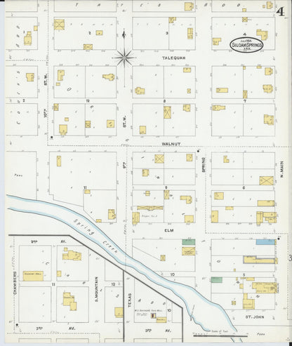 Sanborn Fire Insurance Map from Siloam Springs, Benton County, Arkansas (1904), Sheet #0004 - Complete Map Set gallery image, historic Sanborn map, vintage wall art, Arkansas Arkansas