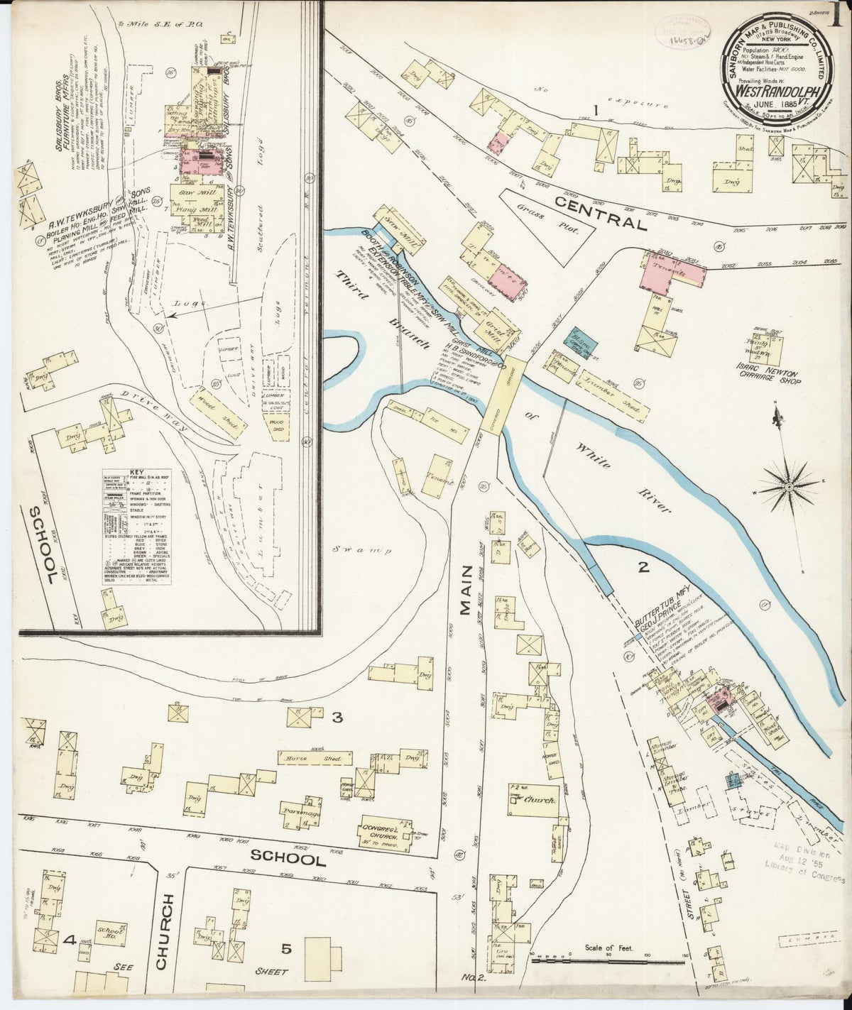 Sanborn Fire Insurance Map from West Randolph, Orange County, Vermont (1885), Sheet #0001 - Complete Map Set gallery image, historic Sanborn map, vintage wall art, Vermont Vermont