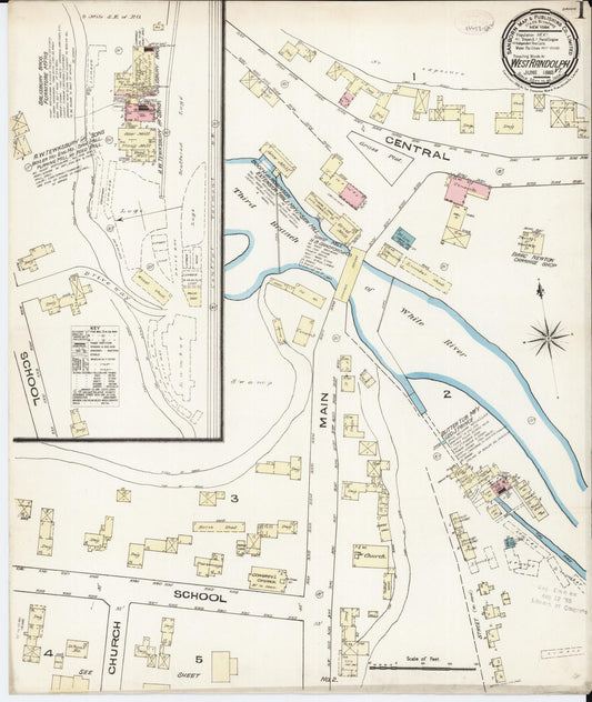Sanborn Fire Insurance Map from West Randolph, Orange County, Vermont (1885), Sheet #0001 - Complete Map Set gallery image, historic Sanborn map, vintage wall art, Vermont Vermont