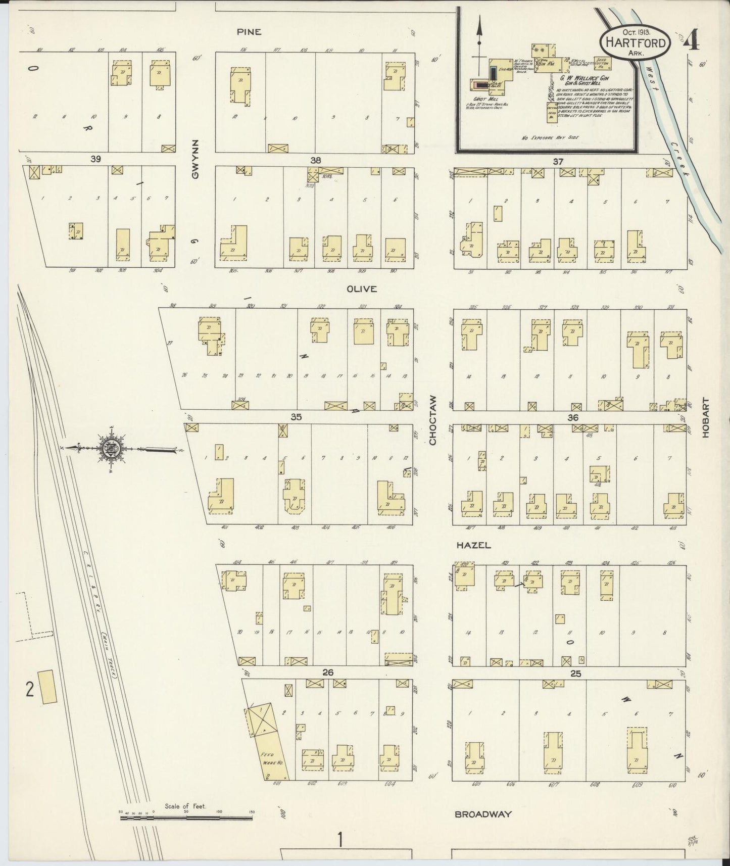 Sanborn Fire Insurance Map from Hartford, Sebastian County, Arkansas (1913), Sheet #0004 - Complete Map Set gallery image, historic Sanborn map, vintage wall art, Arkansas Arkansas