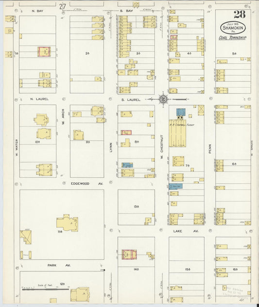 Sanborn Fire Insurance Map from Shamokin, Northumberland County, Pennsylvania (1913), Sheet #0028 - Historic Sanborn Fire Insurance Map Print, vintage old map wall art, antique decor, genealogy gift, Pennsylvania Pennsylvania map