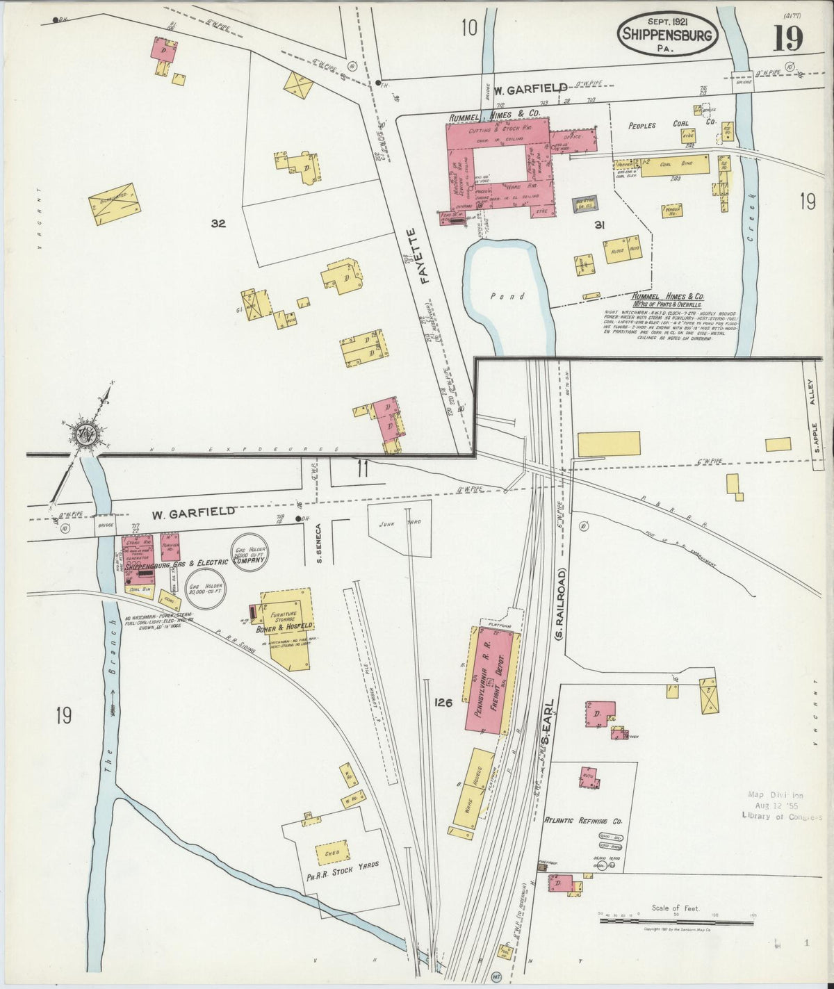 Sanborn Fire Insurance Map from Shippensburg, Cumberland And Franklin Counties, Pennsylvania (1921), Sheet #0019 - Historic Sanborn Fire Insurance Map Print, vintage old map wall art, antique decor, genealogy gift, Counties Pennsylvania map