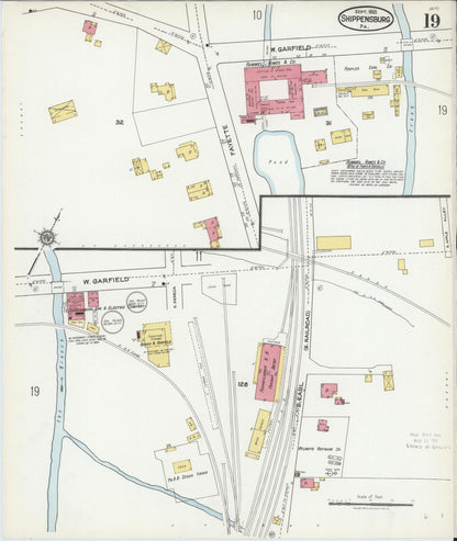 Sanborn Fire Insurance Map from Shippensburg, Cumberland And Franklin Counties, Pennsylvania (1921), Sheet #0019 - Historic Sanborn Fire Insurance Map Print, vintage old map wall art, antique decor, genealogy gift, Counties Pennsylvania map