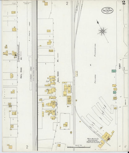 Sanborn Fire Insurance Map from Talihina, Le Flore County, Oklahoma (1899), Sheet #0002 - Complete Map Set gallery image, historic Sanborn map, vintage wall art, Oklahoma Oklahoma
