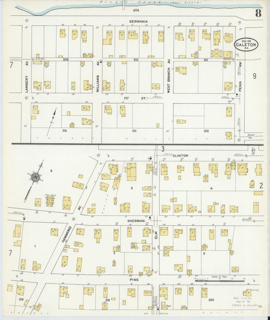 Sanborn Fire Insurance Map from Galeton, Potter County, Pennsylvania (1911), Sheet #0008 - Historic Sanborn Fire Insurance Map Print, vintage old map wall art, antique decor, genealogy gift, Pennsylvania Pennsylvania map