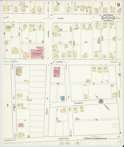 Sanborn Fire Insurance Map from Buckhannon, Upshur County, West Virginia (1913), Sheet #0009 - Complete Map Set gallery image, historic Sanborn map, vintage wall art, West Virginia West Virginia
