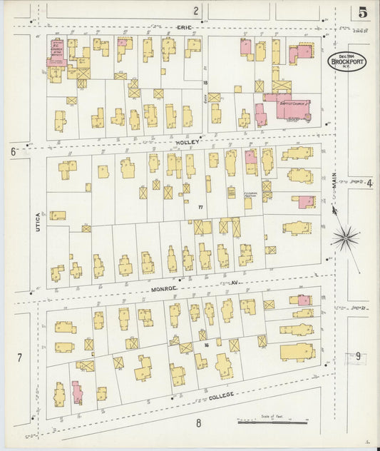 Sanborn Fire Insurance Map from Brockport, Monroe County, New York (1904), Sheet #0005 - Historic Sanborn Fire Insurance Map Print, vintage old map wall art, antique decor, genealogy gift, New York New York map
