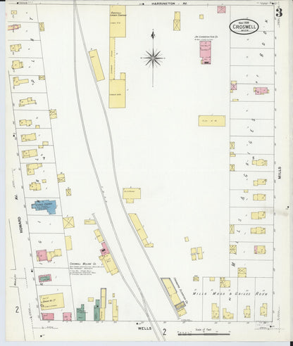 Sanborn Fire Insurance Map from Croswell, Sanilac County, Michigan (1909), Sheet #0003 - Complete Map Set gallery image, historic Sanborn map, vintage wall art, Michigan Michigan