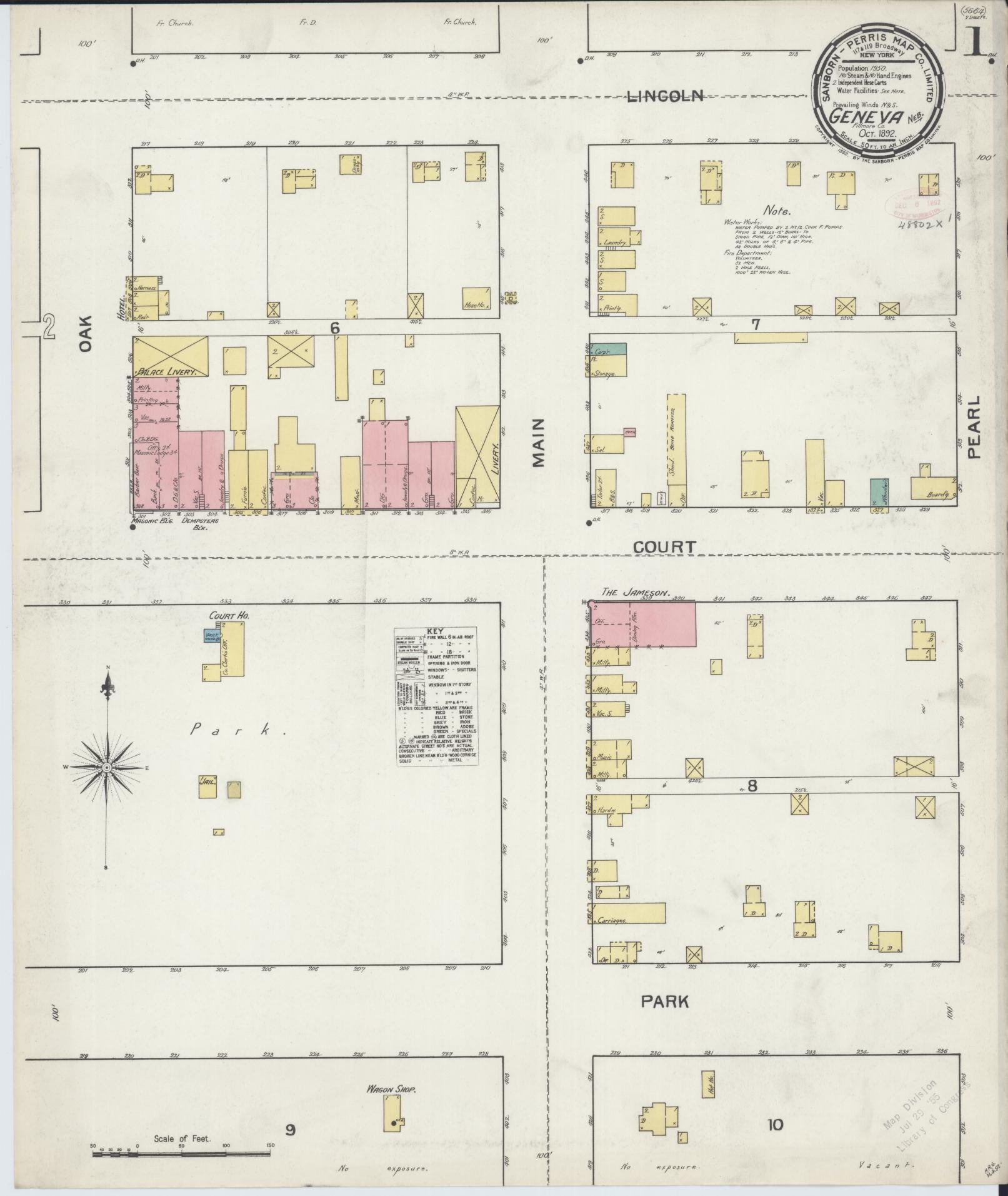 Sanborn Fire Insurance Map from Geneva, Fillmore County, Nebraska (1892), Sheet #0001 - Complete Map Set gallery image, historic Sanborn map, vintage wall art, Nebraska Nebraska
