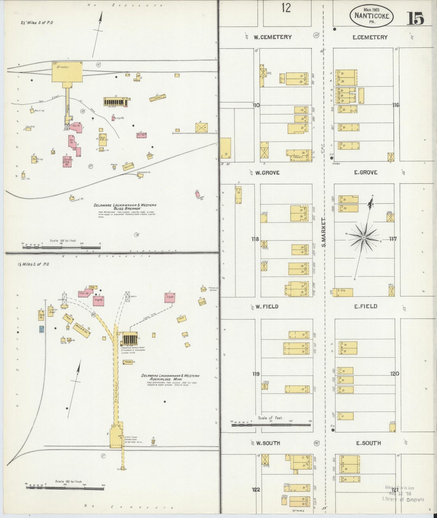 Sanborn Fire Insurance Map from Nanticoke, Luzerne County, Pennsylvania (1903), Sheet #0015 - Complete Map Set gallery image, historic Sanborn map, vintage wall art, Pennsylvania Pennsylvania