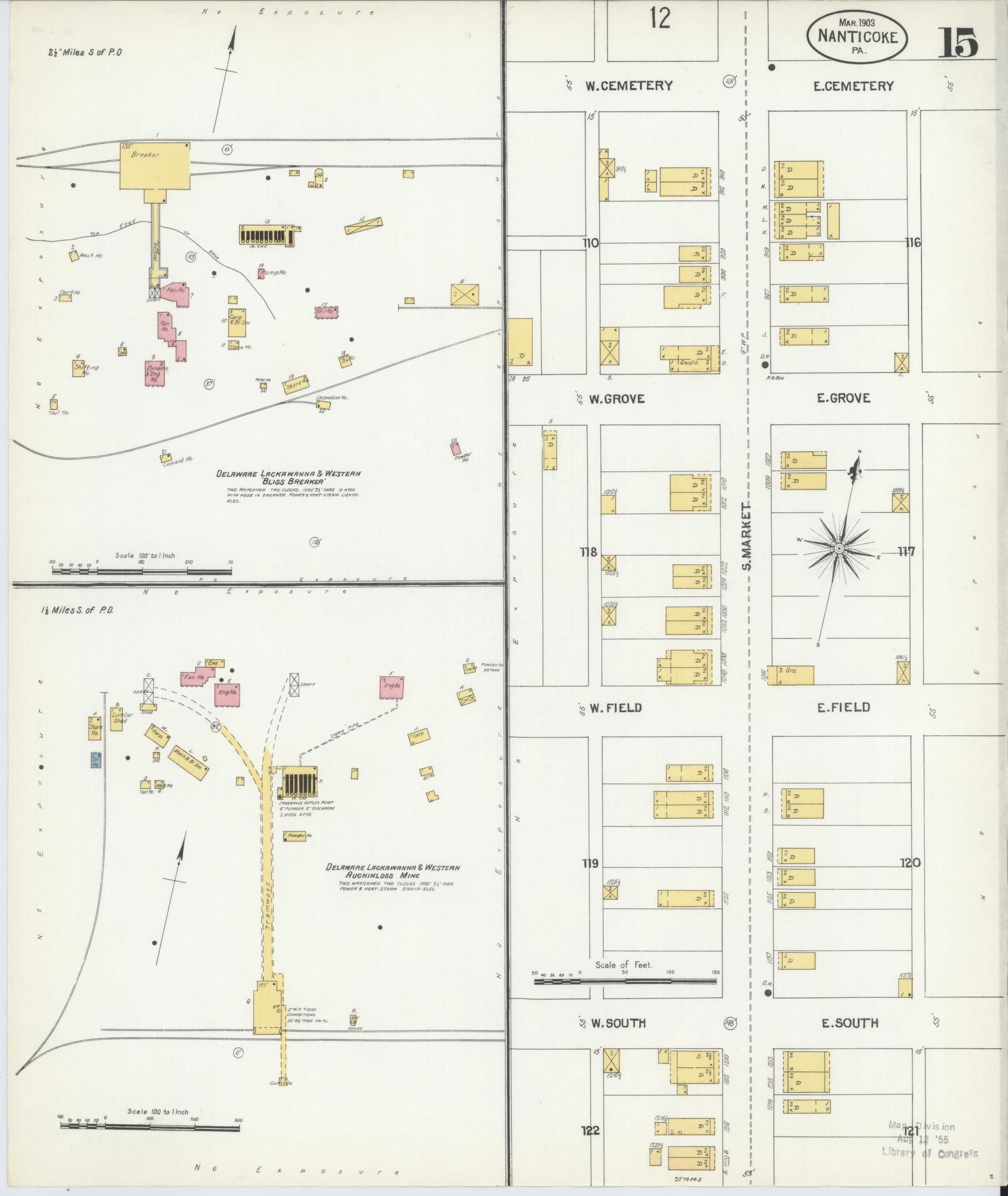 Sanborn Fire Insurance Map from Nanticoke, Luzerne County, Pennsylvania (1903), Sheet #0015 - Complete Map Set gallery image, historic Sanborn map, vintage wall art, Pennsylvania Pennsylvania