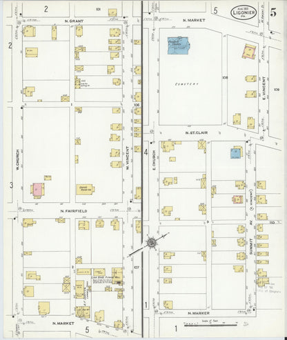 Sanborn Fire Insurance Map from Ligonier, Westmoreland County, Pennsylvania (1910), Sheet #0005 - Complete Map Set gallery image, historic Sanborn map, vintage wall art, Pennsylvania Pennsylvania