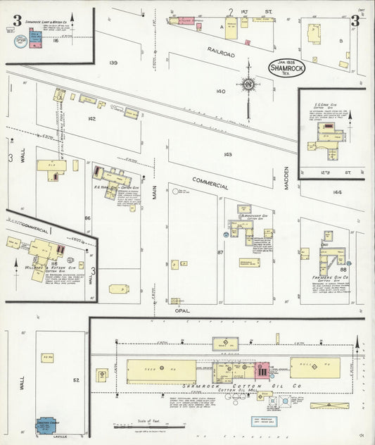Sanborn Fire Insurance Map from Shamrock, Wheeler County, Texas (1926), Sheet #0003 - Historic Sanborn Fire Insurance Map Print, vintage old map wall art, antique decor, genealogy gift, Texas Texas map