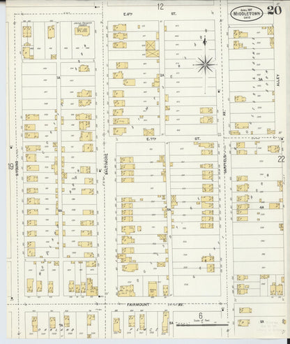 Sanborn Fire Insurance Map from Middletown, Butler County, Ohio (1907), Sheet #0020 - Complete Map Set gallery image, historic Sanborn map, vintage wall art, Ohio Ohio