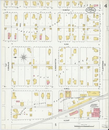 Sanborn Fire Insurance Map from Tipton, Tipton County, Indiana (1902), Sheet #0004 - Complete Map Set gallery image, historic Sanborn map, vintage wall art, Indiana Indiana