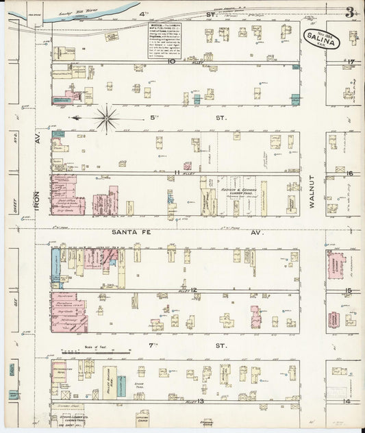 Sanborn Fire Insurance Map from Salina, Saline County, Kansas (1884), Sheet #0003 - Historic Sanborn Fire Insurance Map Print, vintage old map wall art, antique decor, genealogy gift, Kansas Kansas map