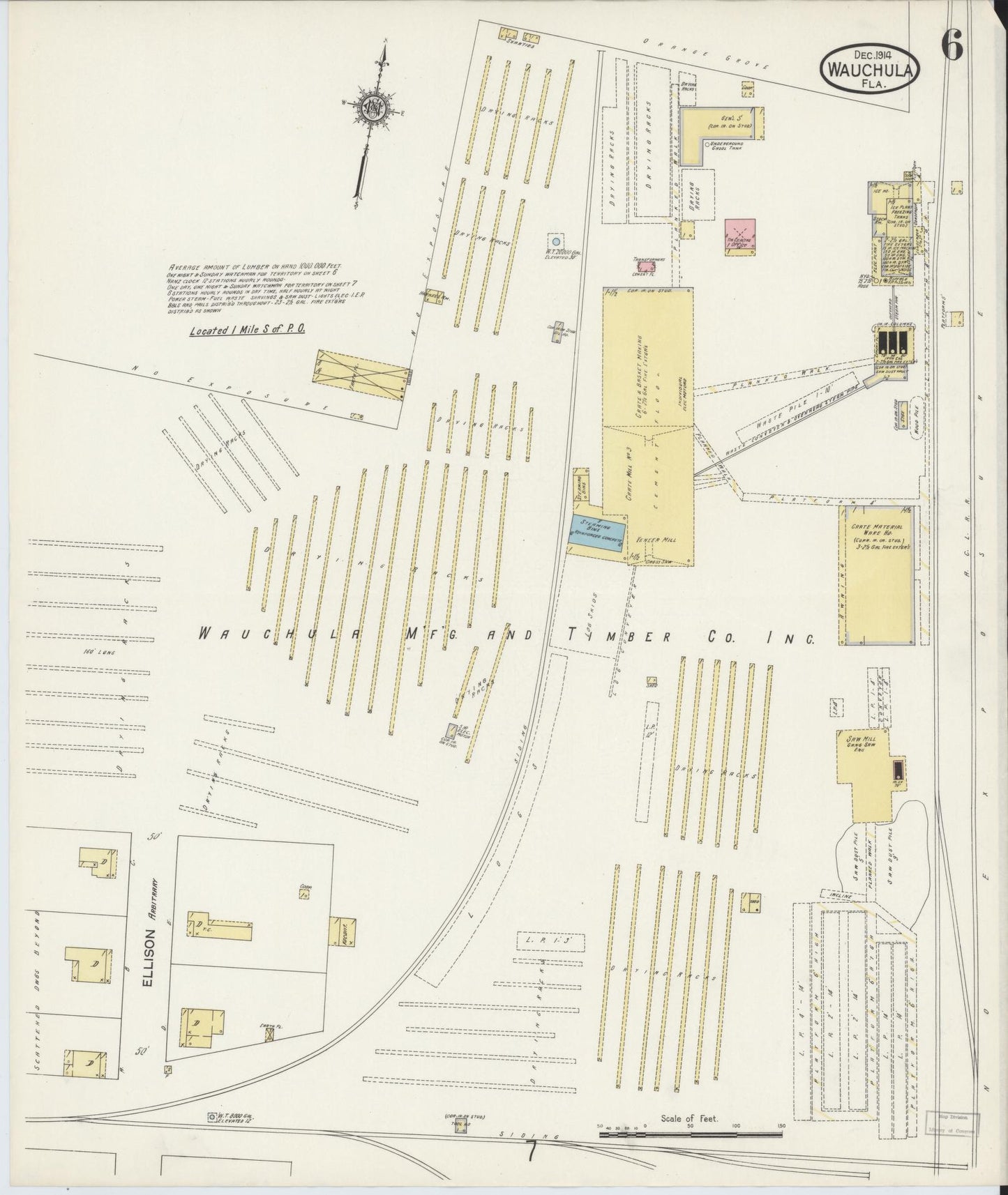 Sanborn Fire Insurance Map from Wauchula, Hardee County, Florida (1914), Sheet #0006 - Complete Map Set gallery image, historic Sanborn map, vintage wall art, Florida Florida