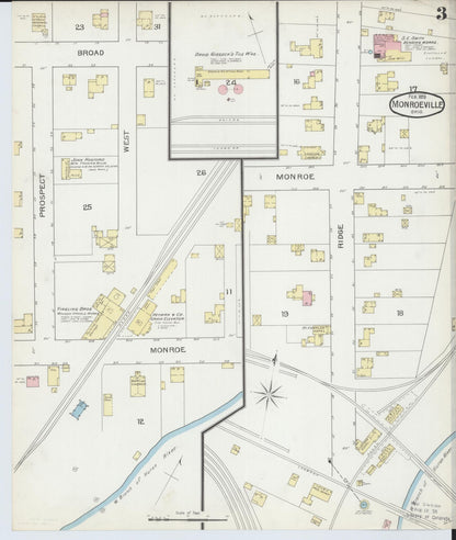 Sanborn Fire Insurance Map from Monroeville, Huron County, Ohio (1893), Sheet #0003 - Complete Map Set gallery image, historic Sanborn map, vintage wall art, Ohio Ohio