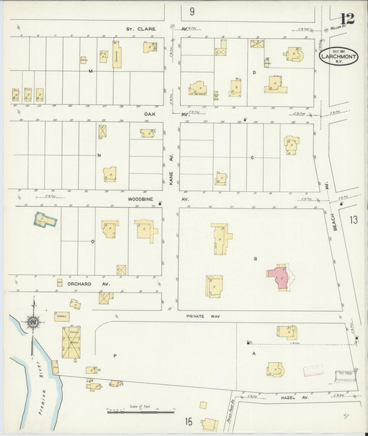 Sanborn Fire Insurance Map from Larchmont, Westchester County, New York (1911), Sheet #0012 - Historic Sanborn Fire Insurance Map Print, vintage old map wall art, antique decor, genealogy gift, New York New York map