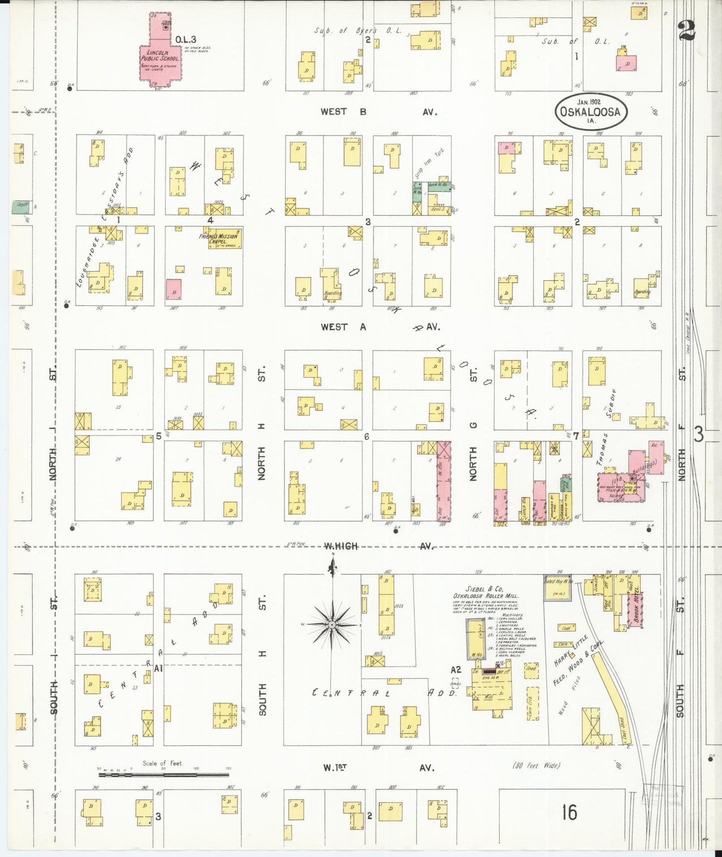 Sanborn Fire Insurance Map from Oskaloosa, Mahaska County, Iowa (1902), Sheet #0002 - Historic Sanborn Fire Insurance Map Print