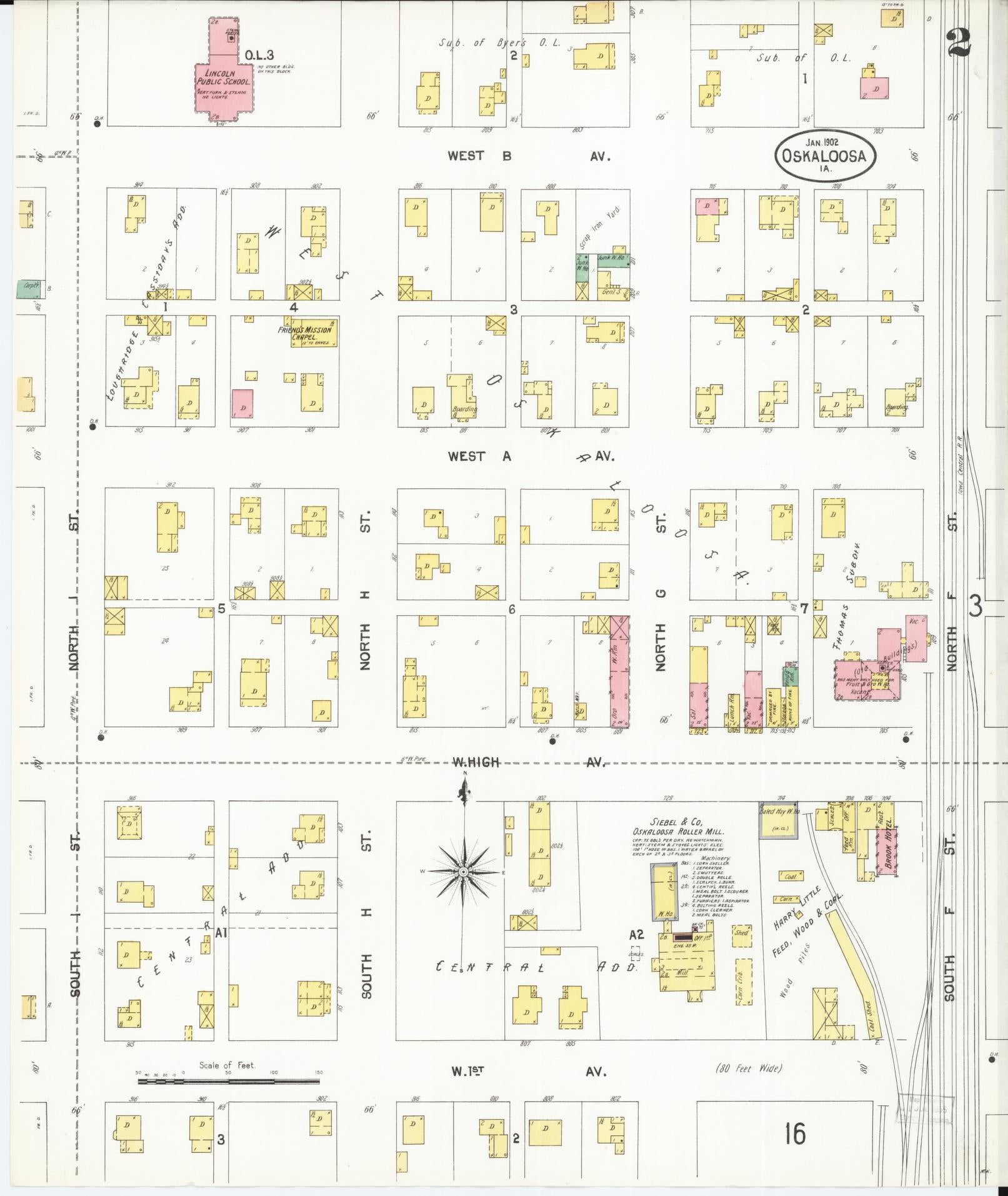 Sanborn Fire Insurance Map from Oskaloosa, Mahaska County, Iowa (1902), Sheet #0002 - Historic Sanborn Fire Insurance Map Print