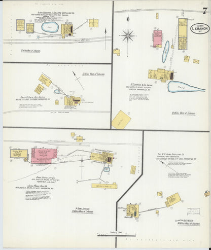 Sanborn Fire Insurance Map from Lebanon, Marion County, Kentucky (1901), Sheet #0007 - Complete Map Set gallery image, historic Sanborn map, vintage wall art, Kentucky Kentucky