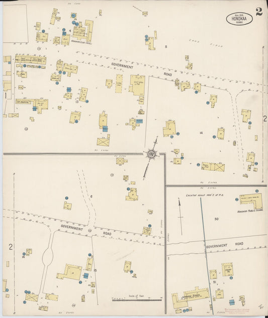 Sanborn Fire Insurance Map from Honokaa, Hawaii County, Hawaii (1914), Sheet #0002 - Historic Sanborn Fire Insurance Map Print, vintage old map wall art